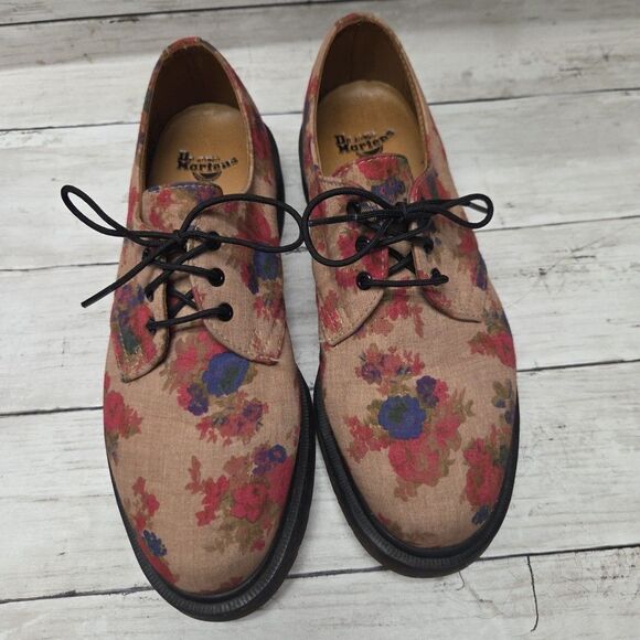 NWOT DR MARTENS BLACK FLORAL 3 EYE OXFORD SHOES SIZE 6UK/8US RARE VINTAGE - Picture 2 of 13